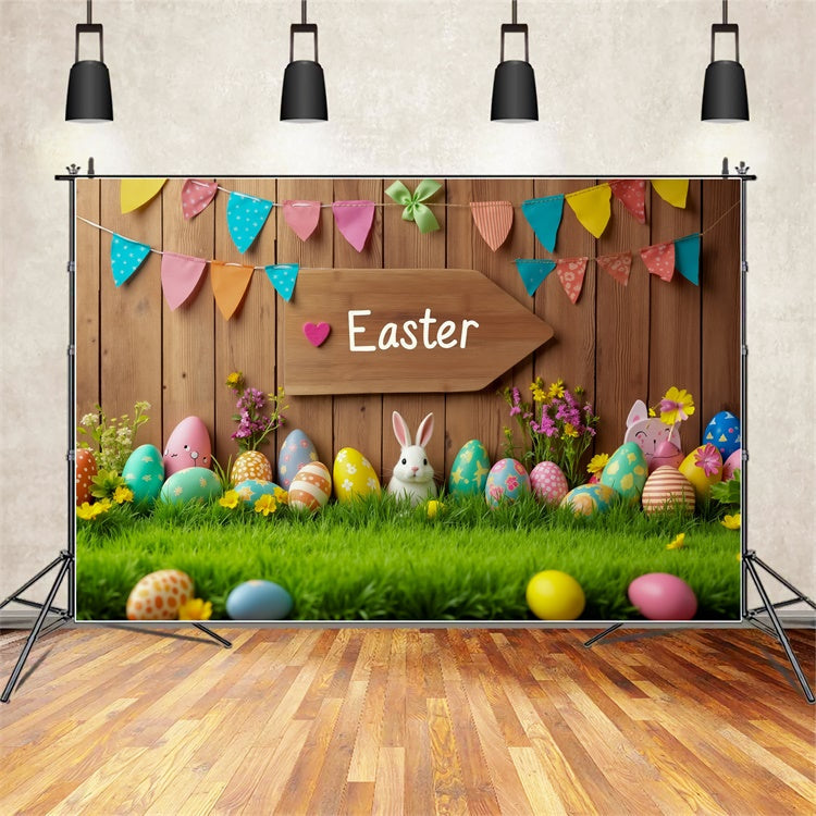 Easter Photo Backdrop Cute Bunny Egg Decoration Backdrop UK TWW3-48