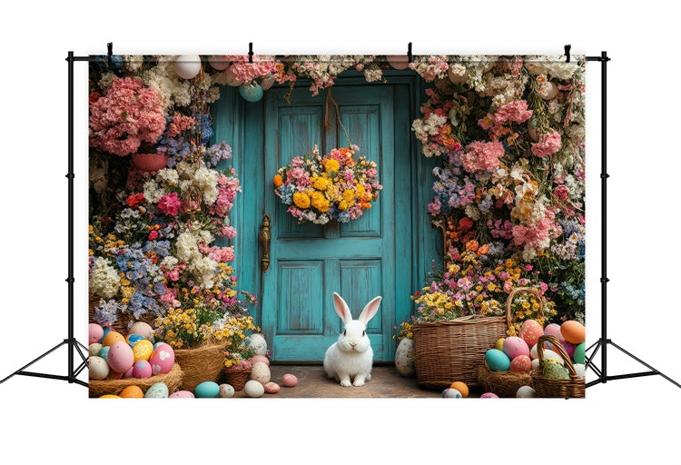 Easter Backdrop Colorful Egg Flower Entrance Backdrop UK TWW3-49