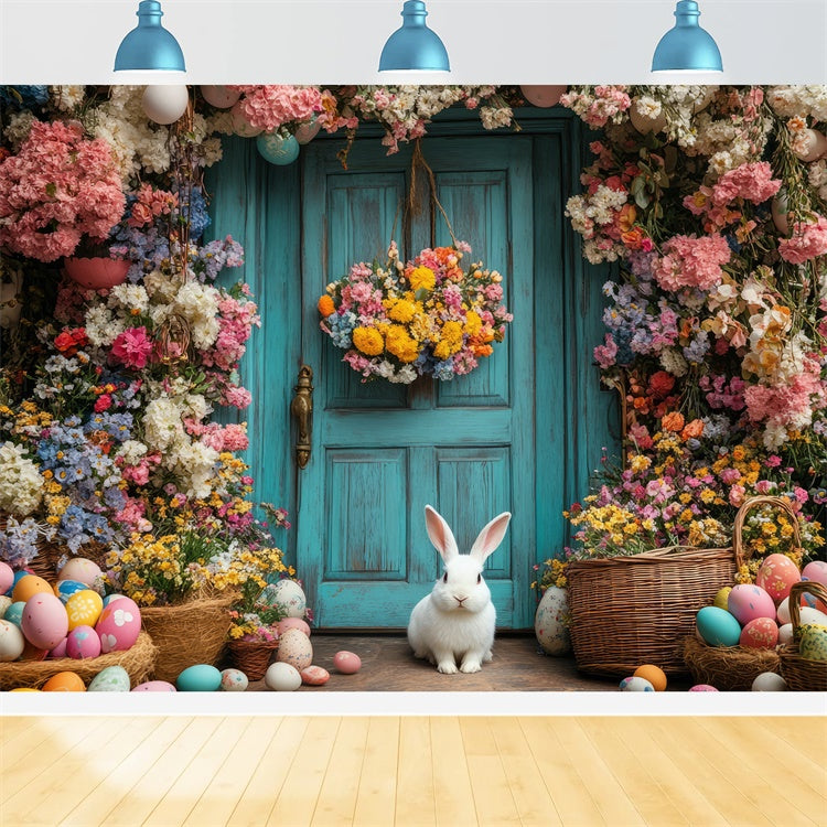 Easter Backdrop Colorful Egg Flower Entrance Backdrop UK TWW3-49