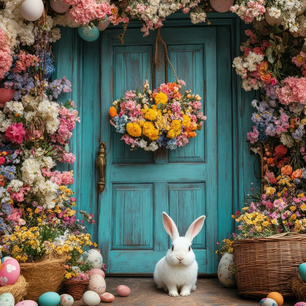 Easter Backdrop Colorful Egg Flower Entrance Backdrop UK TWW3-49