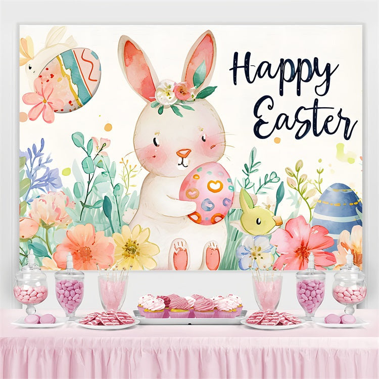 Easter Bunny Backdrops Watercolor Bunny Egg Custom Backdrop UK TWW3-54