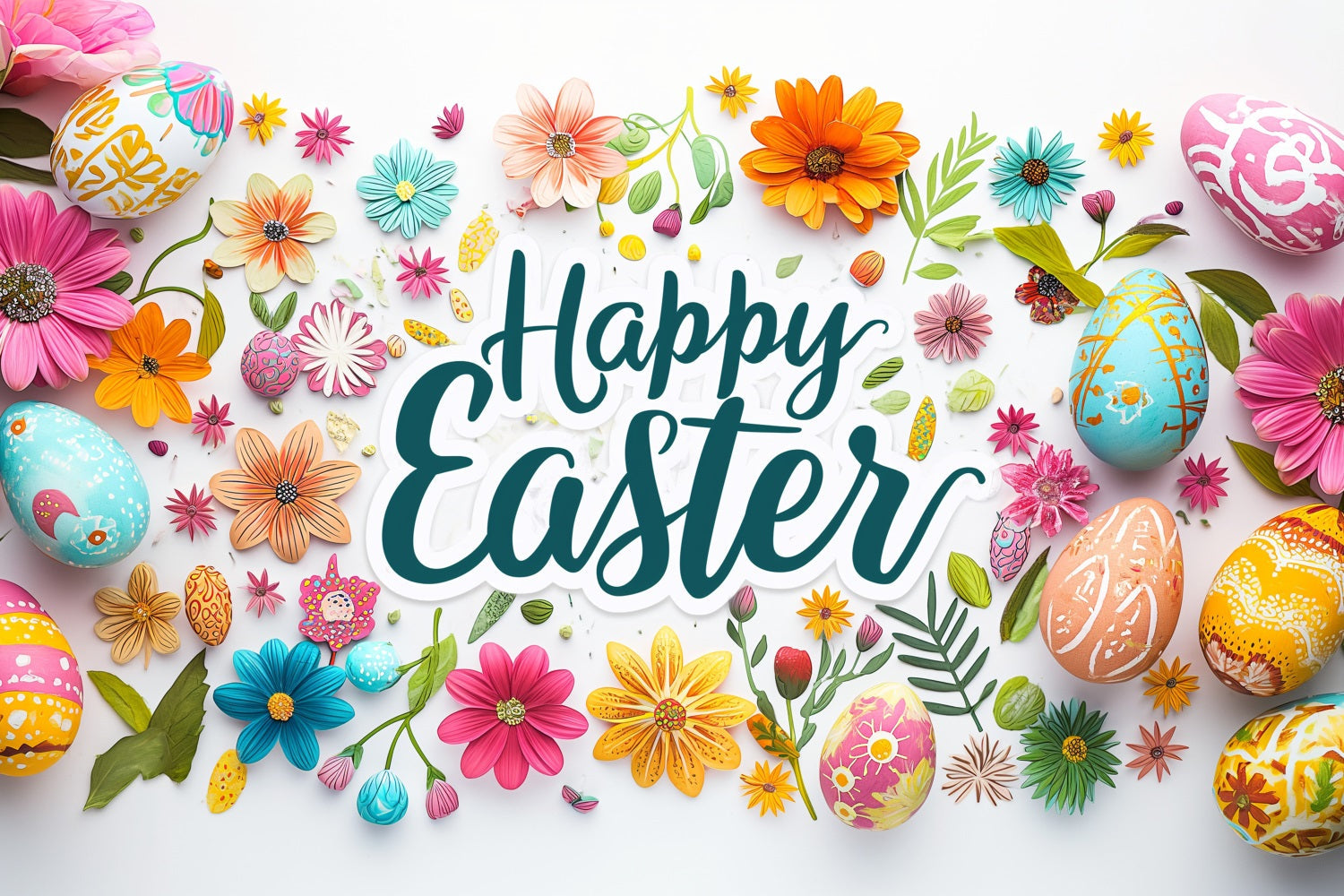 Easter Egg Backdrop Floral Egg Customized Backdrop UK TWW3-55