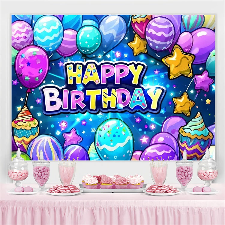 Personalized Birthday Backdrops Colorful Balloon Fantasy Backdrop UK TWW3-69