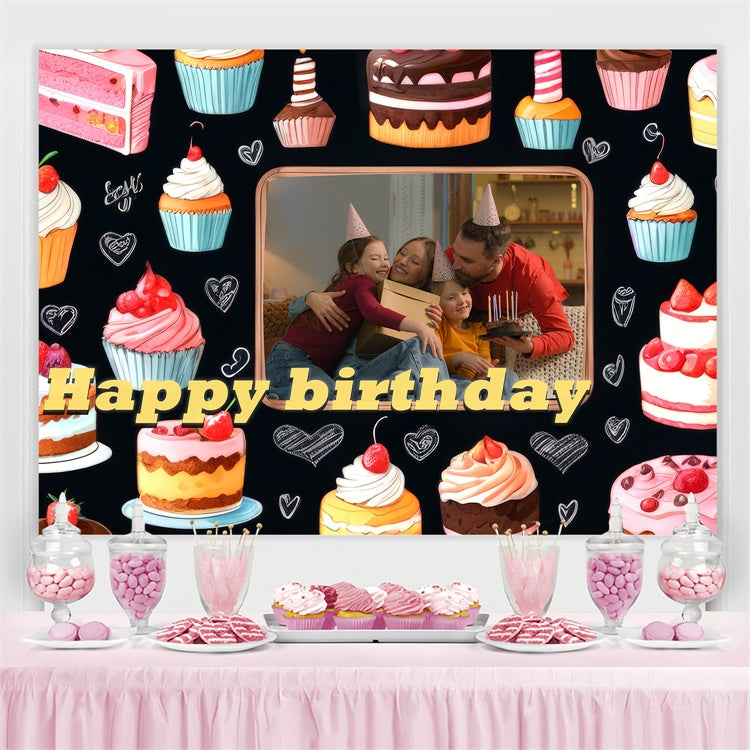 Custom Made Birthday Backdrops Pastel Cupcake Party Backdrop UK TWW3-73