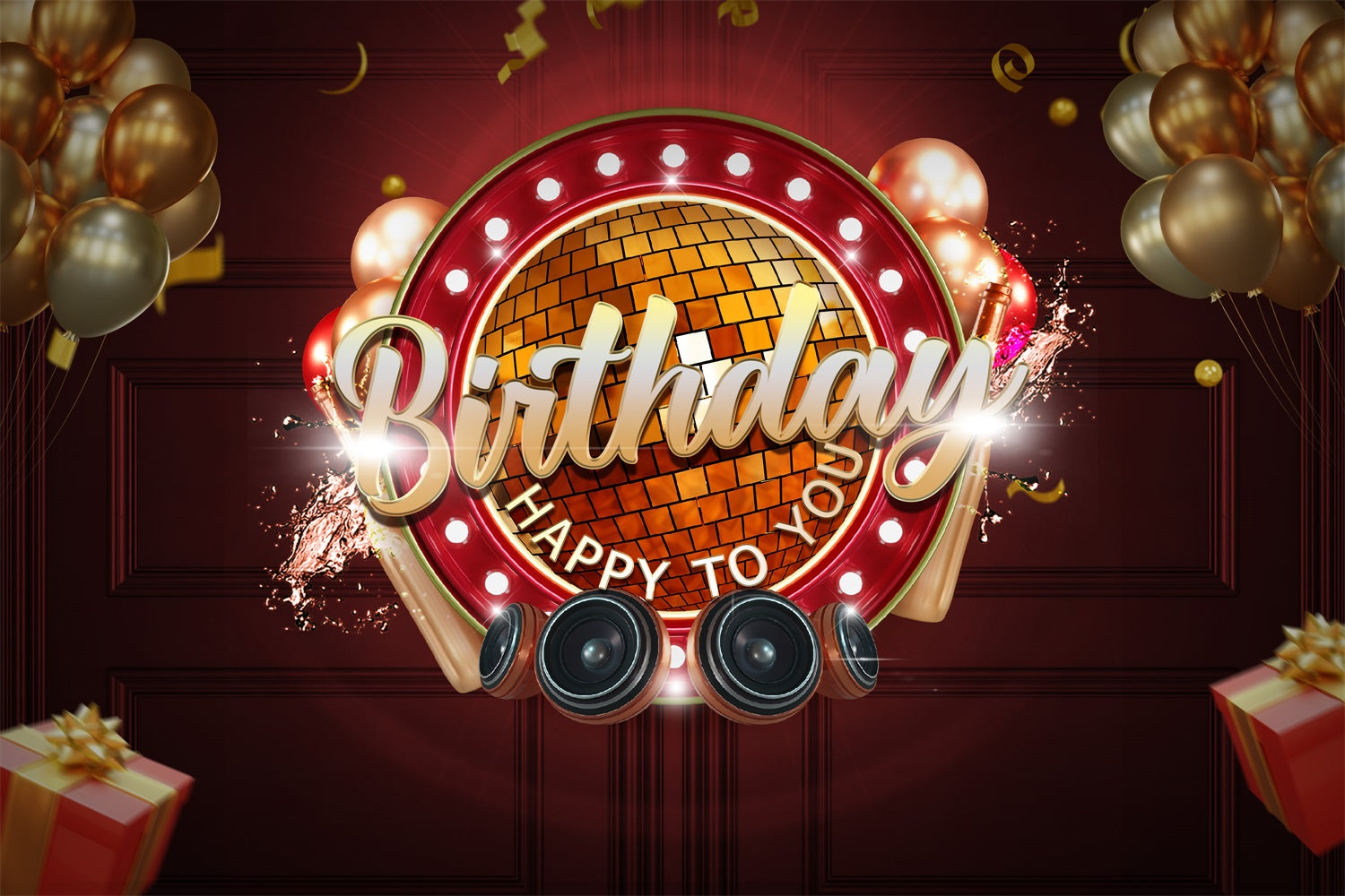 Customized Birthday Backdrop Luxury Gold Party Balloon Backdrop UK TWW3-74