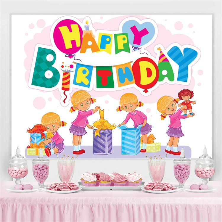 Personalized Birthday Backdrops Cute Little Girl Party Backdrop UK TWW3-76