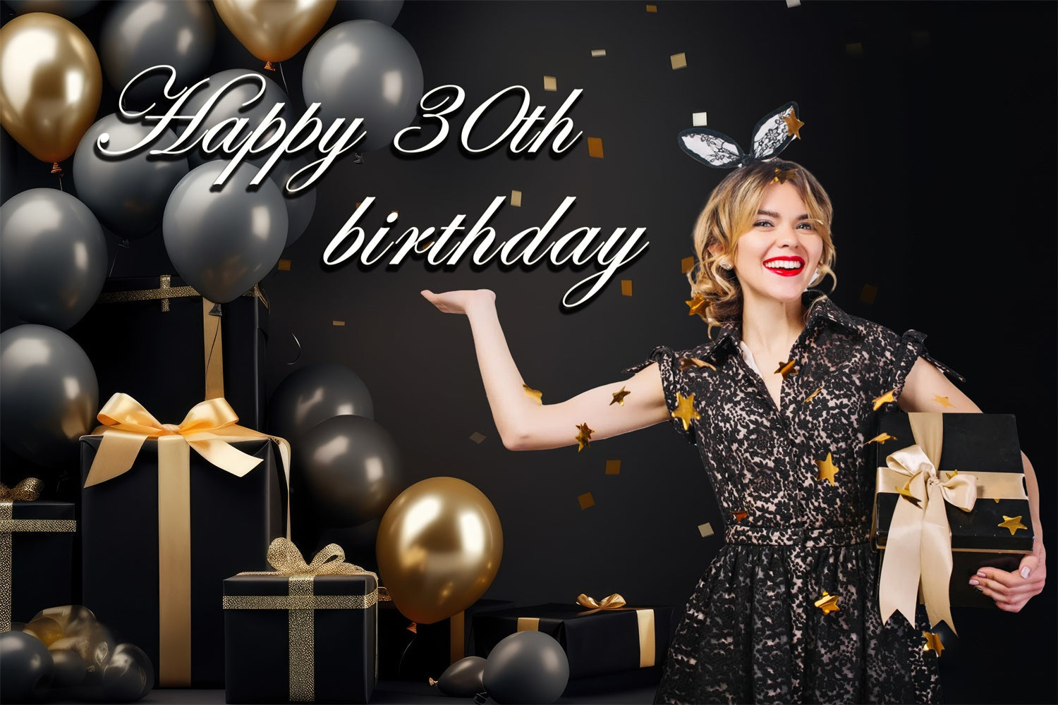 Custom Birthday Backdrops Classy 30th Confetti Balloon Backdrop UK TWW3-78