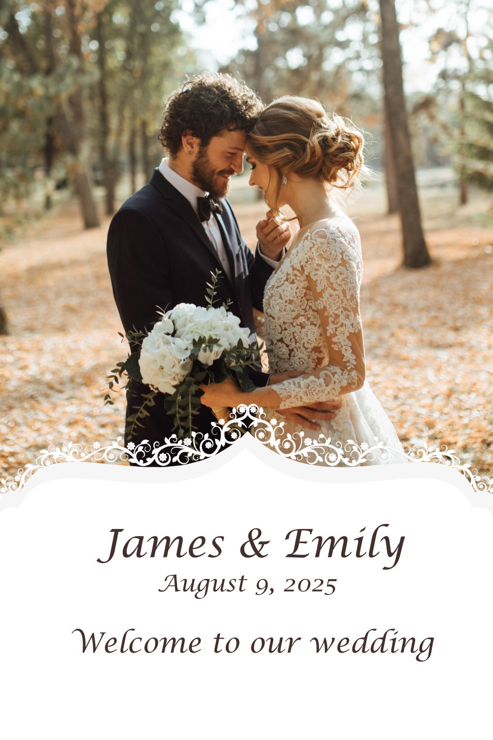 Fall Wedding Backdrop Autumn Forest Romance Personalised Backdrop UK TWW3-83