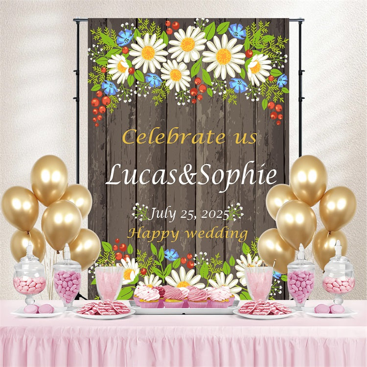 Wedding Photo Backdrop Rustic Wildflower Customized Backdrop UK TWW3-86