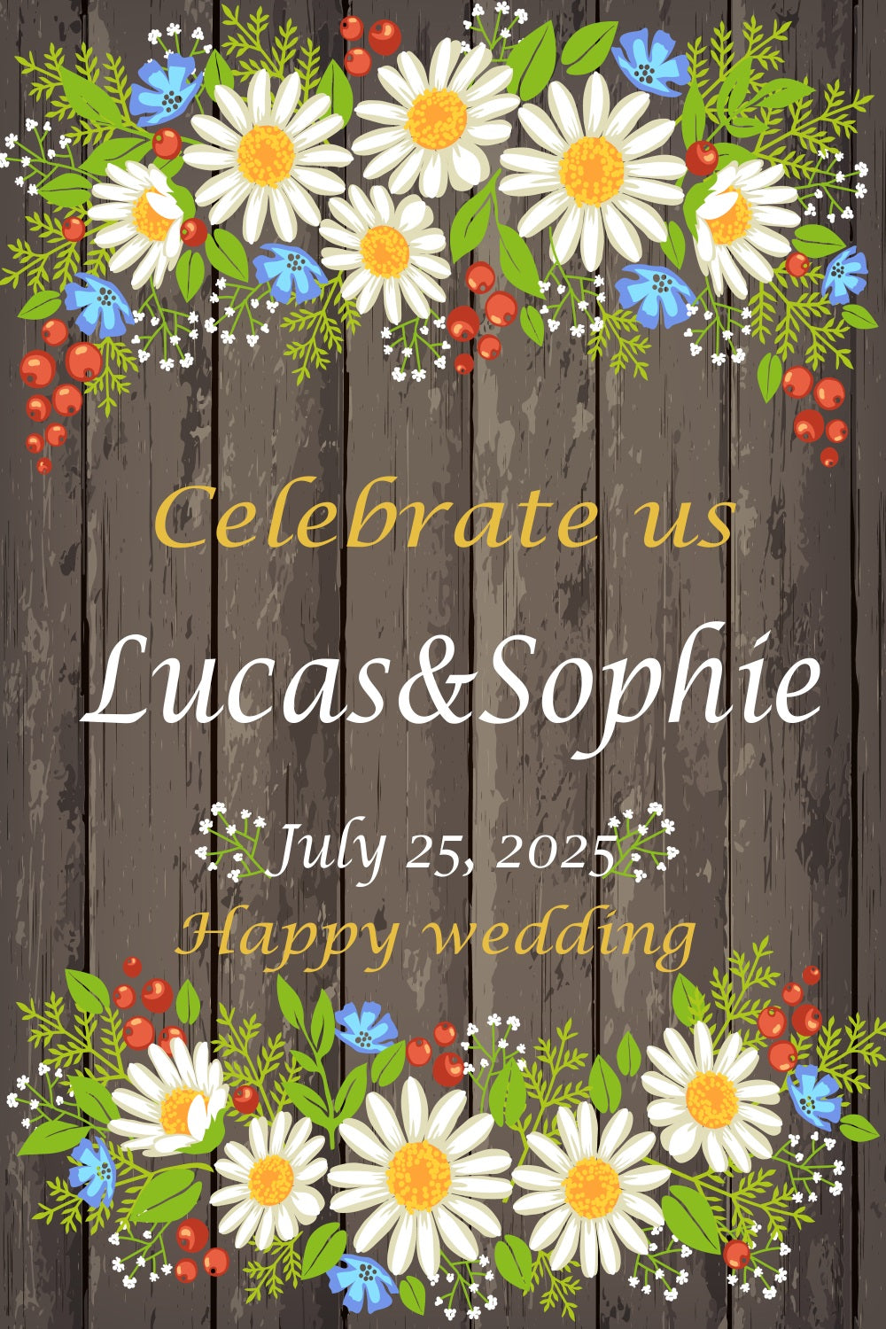 Wedding Photo Backdrop Rustic Wildflower Customized Backdrop UK TWW3-86