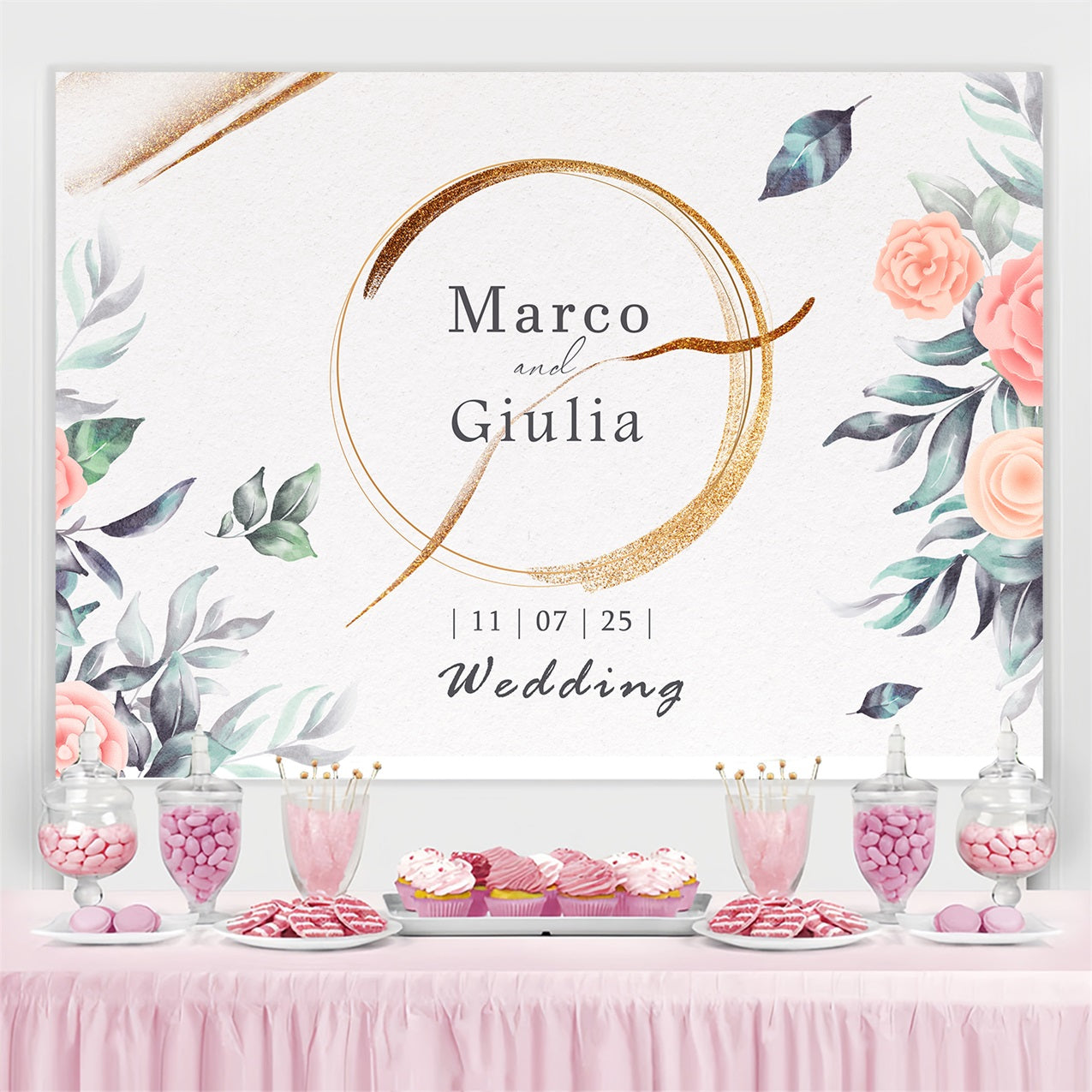 Backdrops For Weddings Elegant Rose Custom Backdrop UK TWW3-88