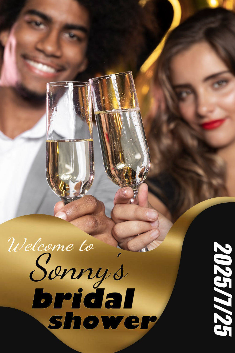 Bridal Shower Backdrops Champagne Toast Personalised Backdrop UK TWW3-91