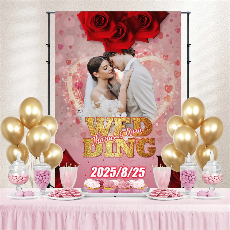 Wedding Ceremony Backdrop Red Roses Love Custom Backdrop UK TWW3-92