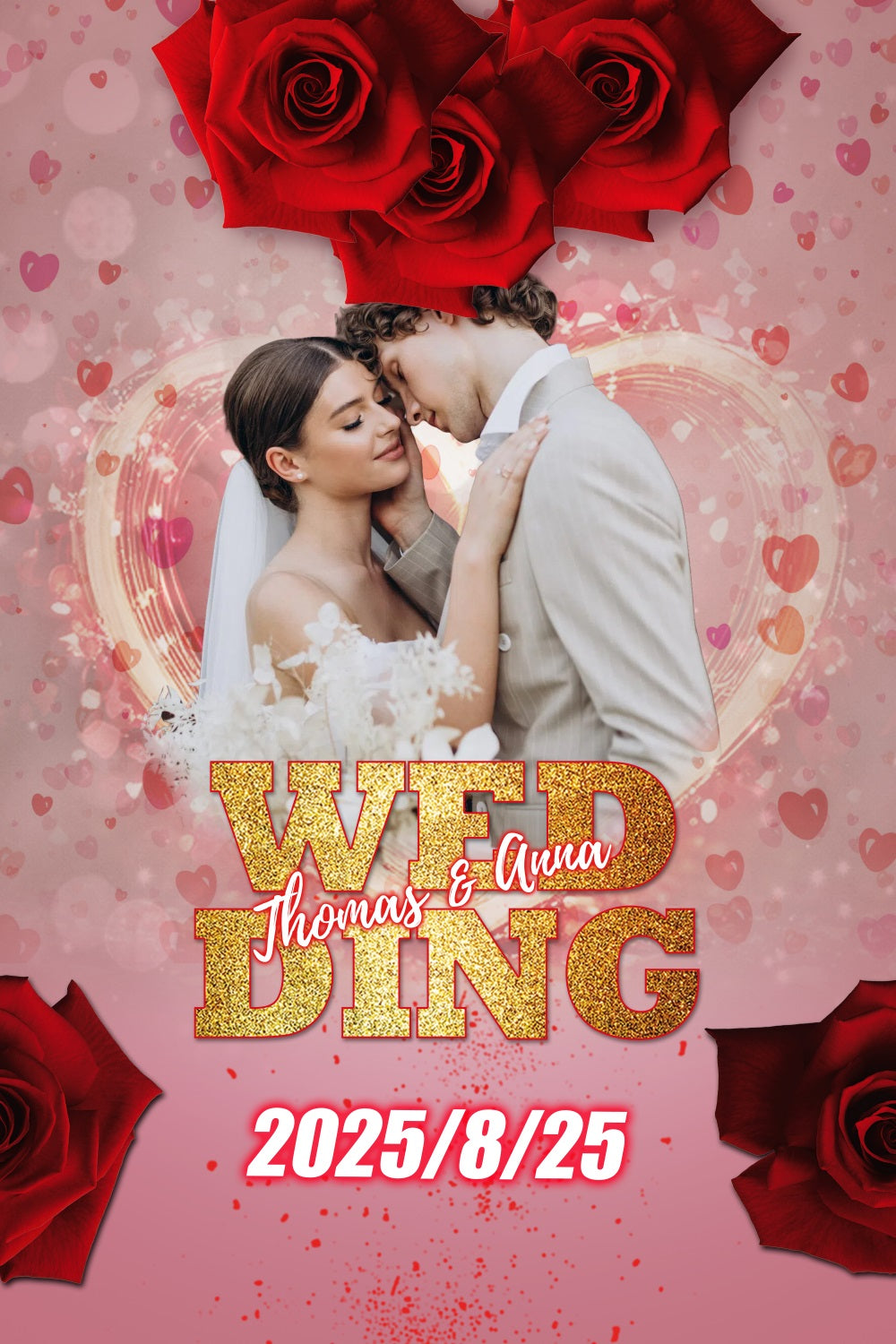 Wedding Ceremony Backdrop Red Roses Love Custom Backdrop UK TWW3-92