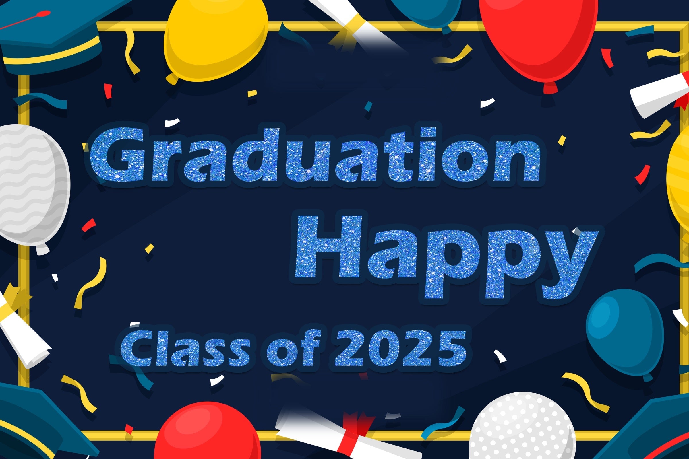 2025 Graduation Backdrop Colorful Balloons Confetti Party Graduation Backdrop UK TWW3-97