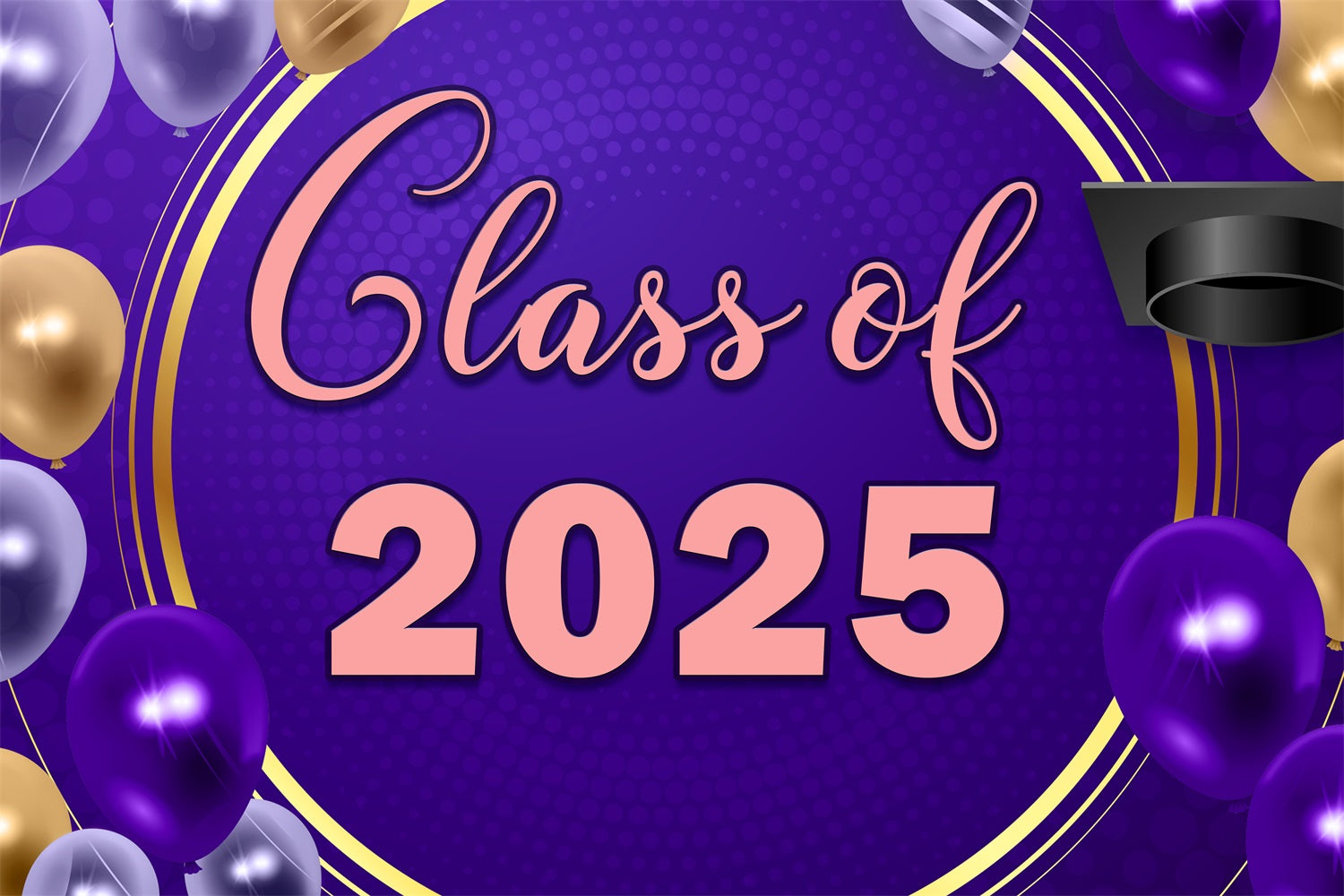 Graduation Backdrop Photoshoot Purple Gold Balloon Party Graduation Backdrop UK TWW3-98