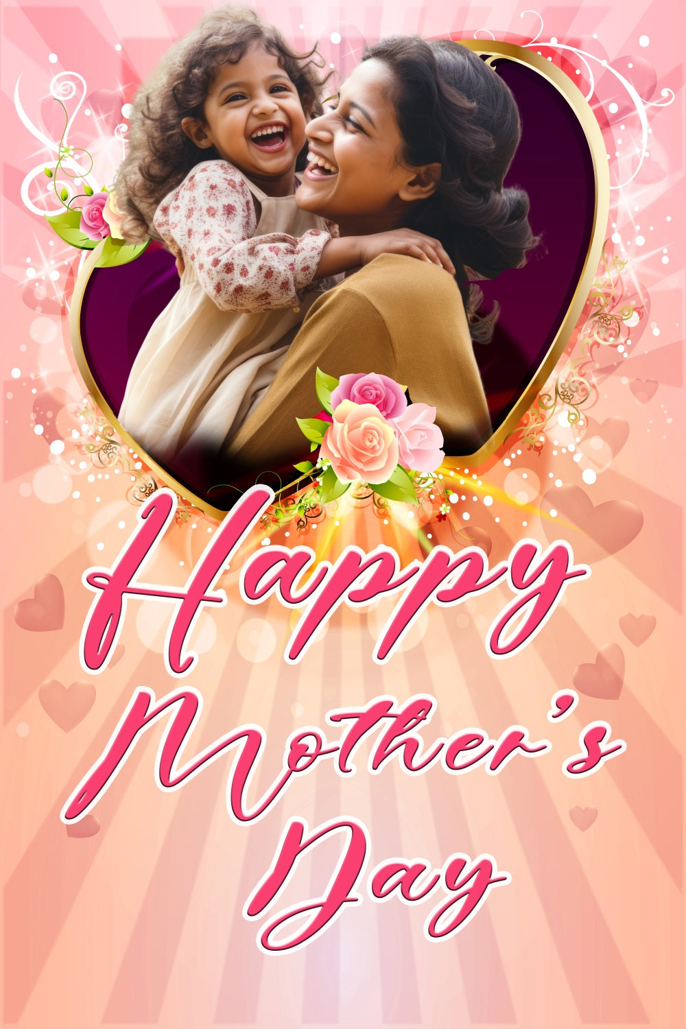 Mother's Day Backdrops Glowing Heart Frame Personalized Backdrop UK TWW4-1