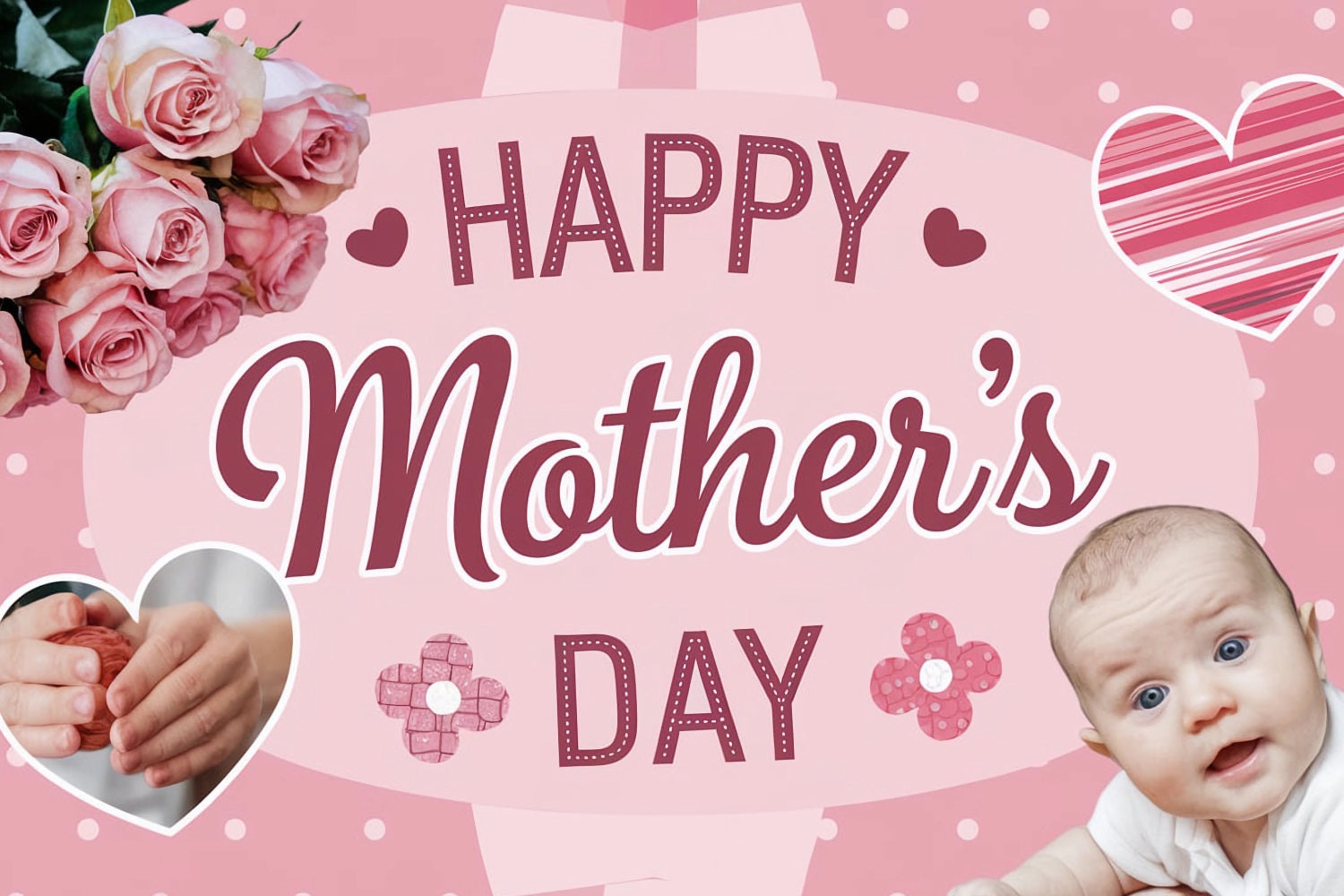 Mothers Day Backdrops Baby Love Pink Roses Custom Backdrop UK TWW4-11