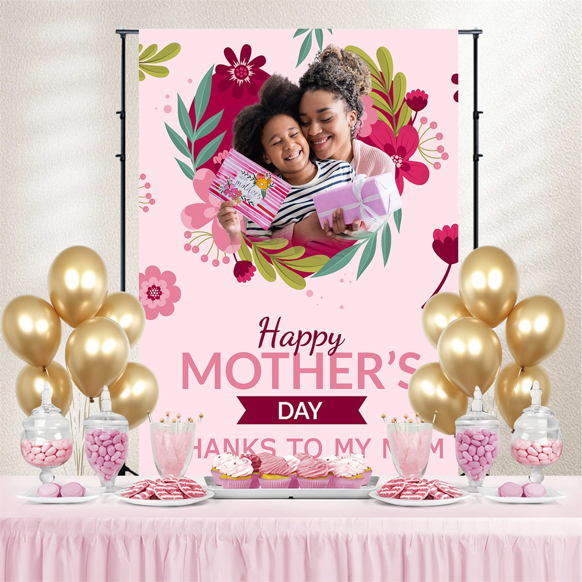 Backdrops For Mothers Day Blush Pink Petals Personalized Backdrop UK TWW4-14