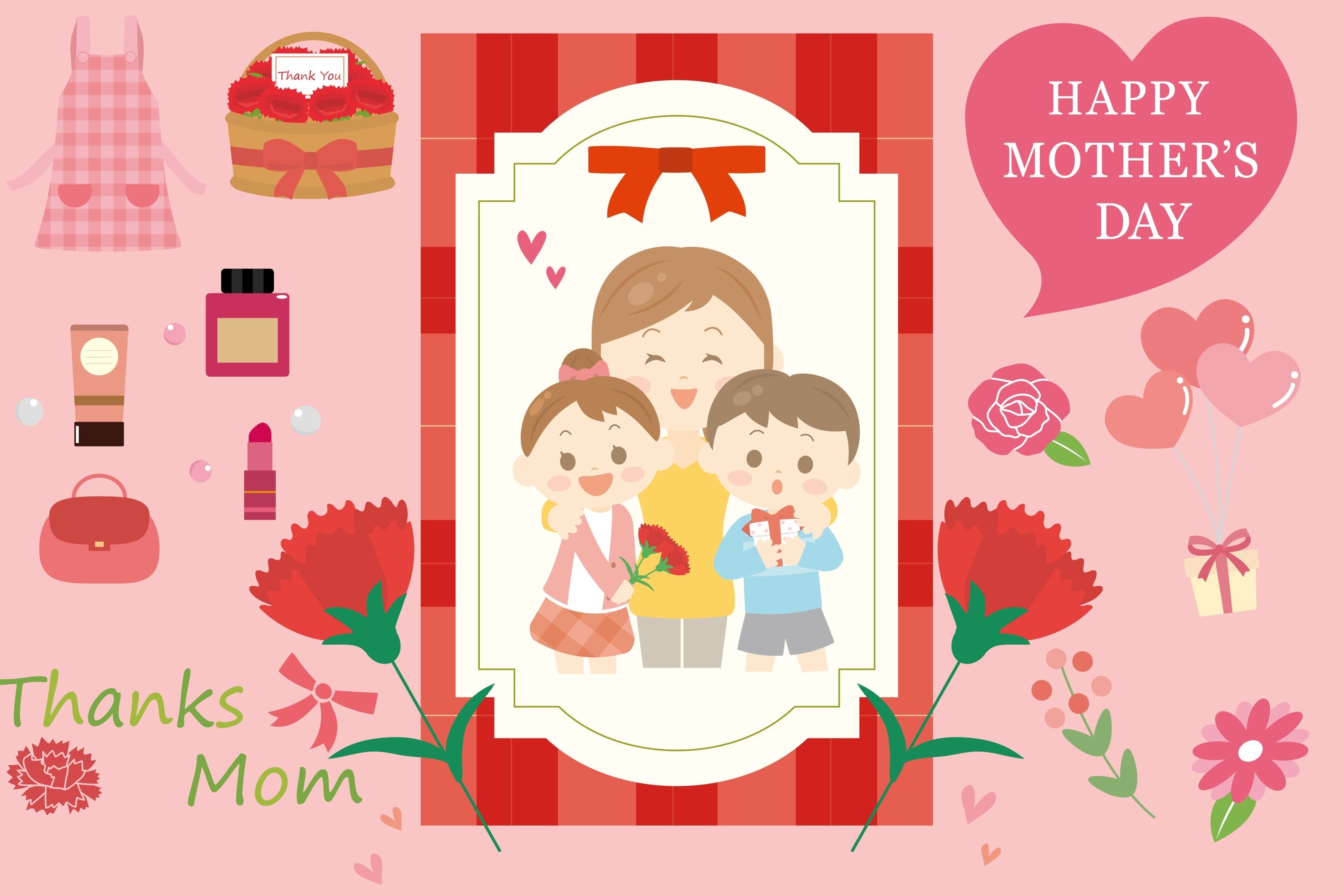 Mothers Day Backdrop Cartoon Family Love Personalized Backdrop UK TWW4-17