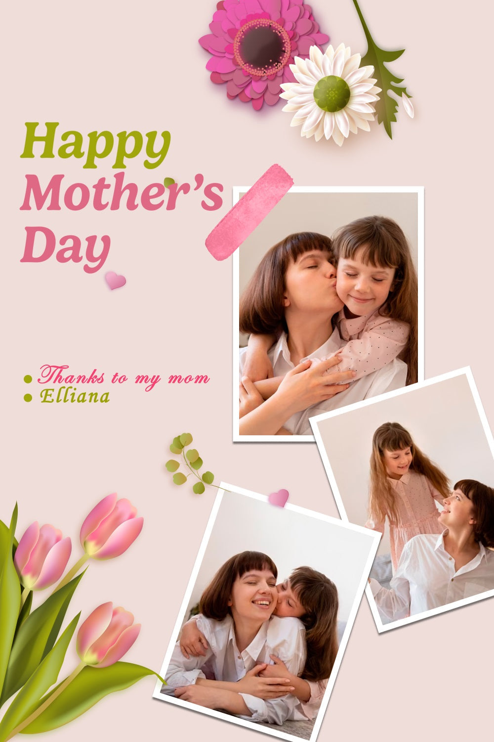 Mothers Day Photo Backdrop Tulip Love Collage Custom Backdrop UK TWW4-2