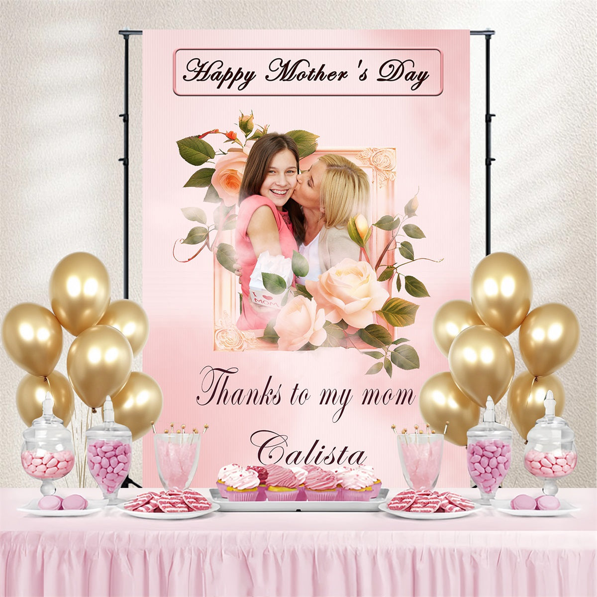 Mothers Day Backdrops Loving Embrace Floral Customized Backdrop UK TWW4-3