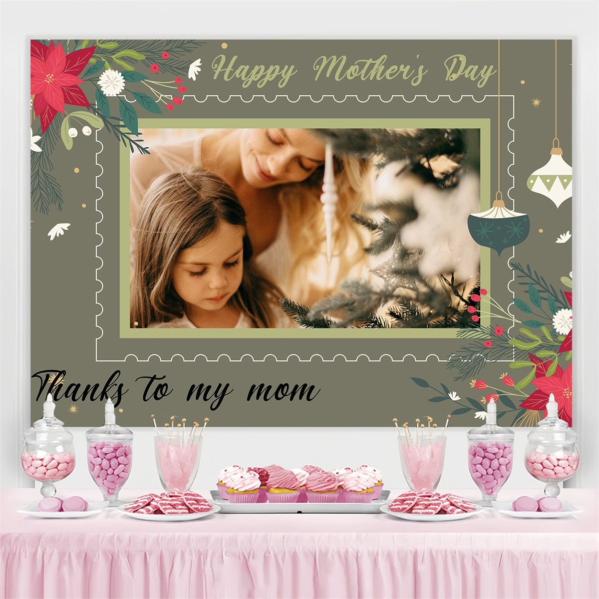 Mothers Day Backdrops Olive Floral Memory Custom Backdrop UK TWW4-6