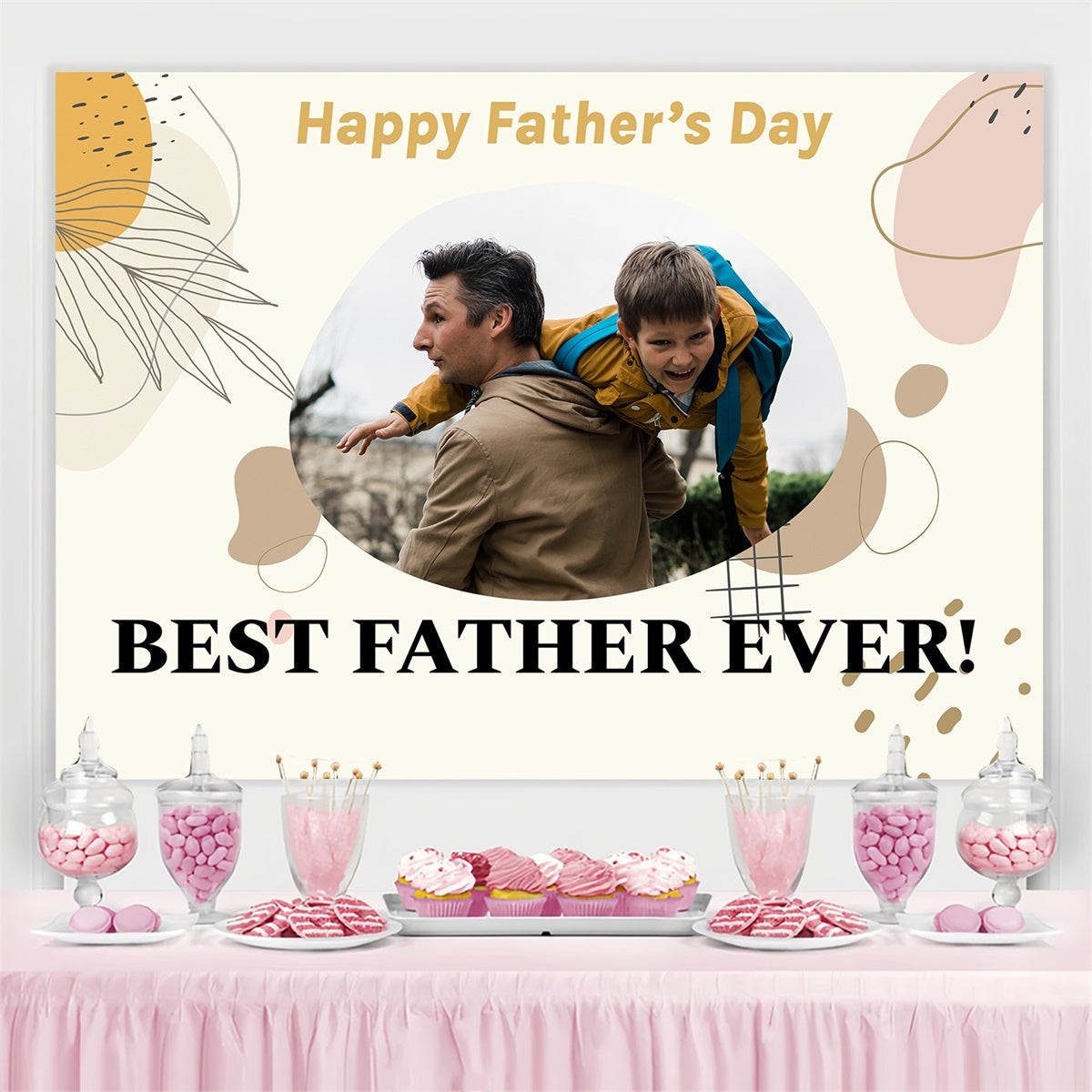 Fathers Day Photo Backdrop Minimal Modern Beige Custom Backdrop UK TWW4-74