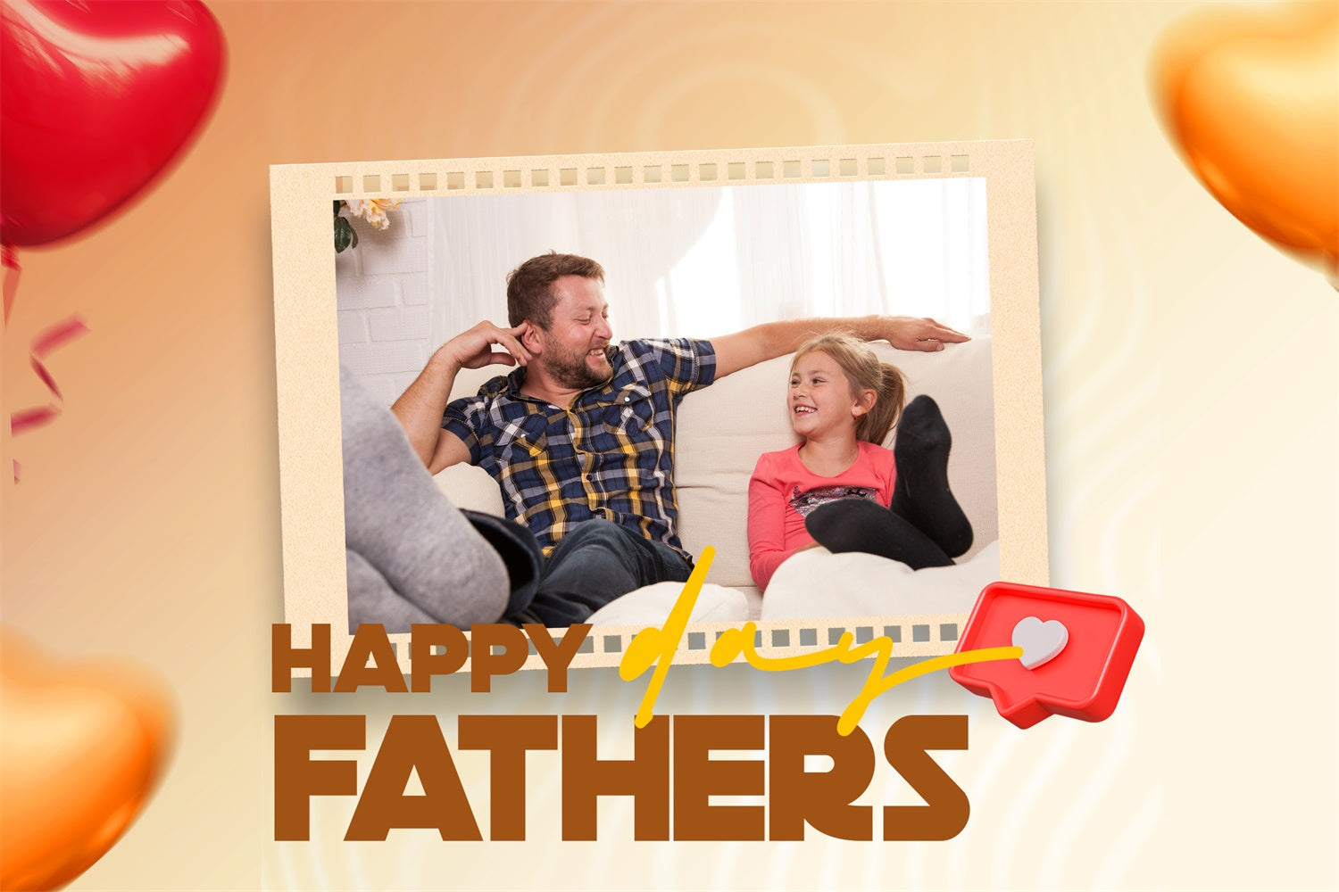 Father's Day Photo Backdrop Red Heart Bubble Custom Backdrop UK TWW4-78