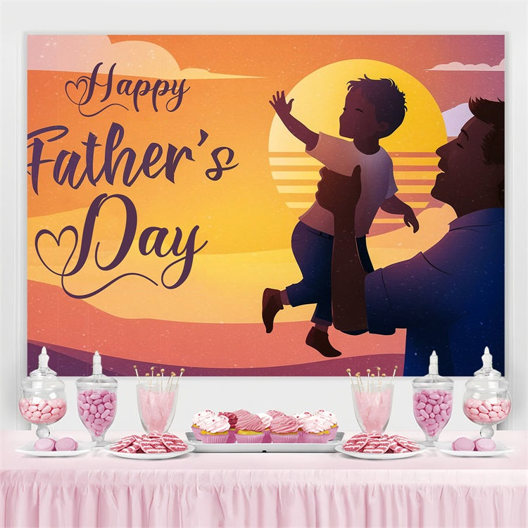 Fathers Day Backdrop Sunset Silhouette Personalized Backdrop UK TWW4-79