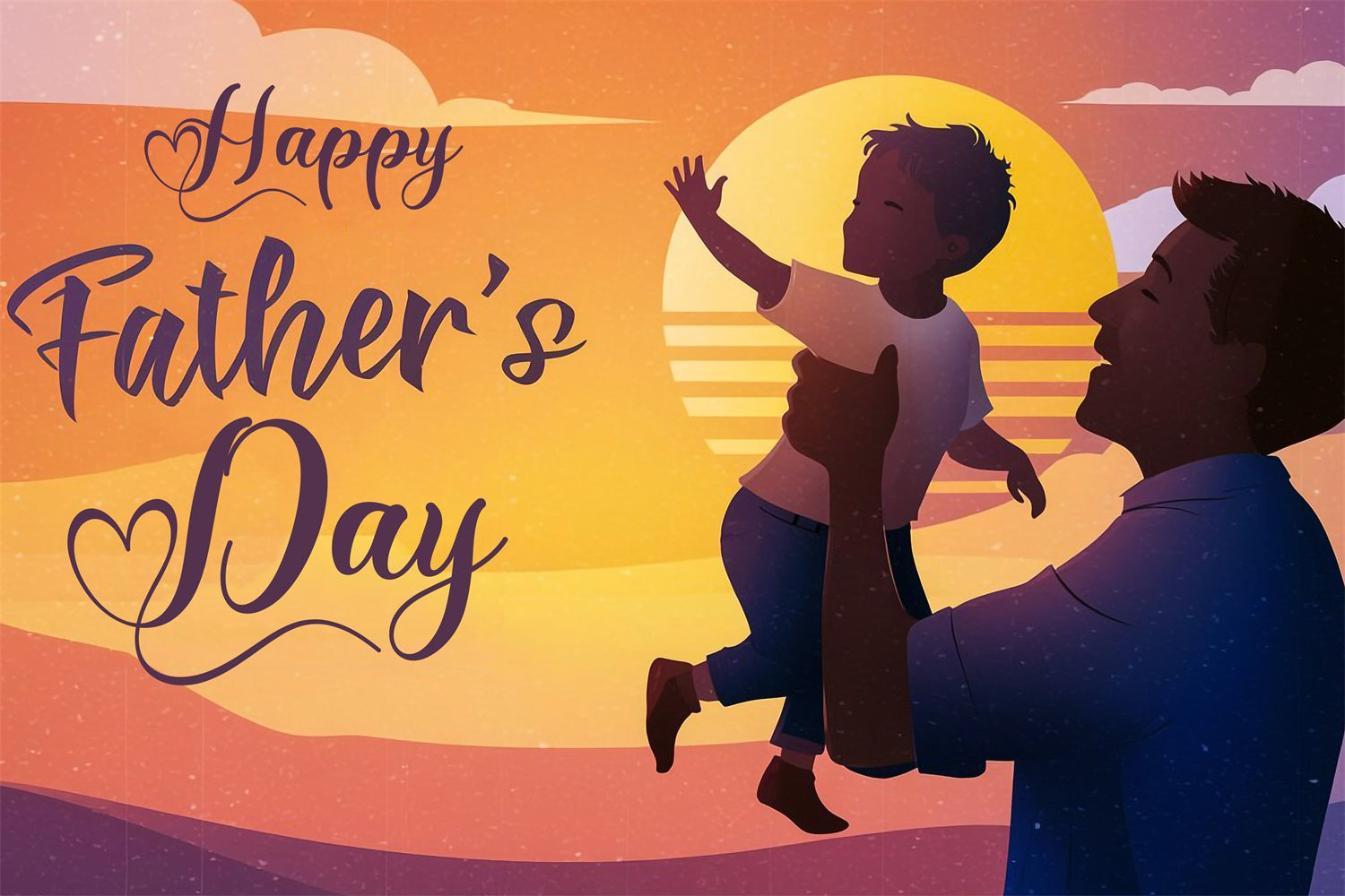 Fathers Day Backdrop Sunset Silhouette Personalized Backdrop UK TWW4-79