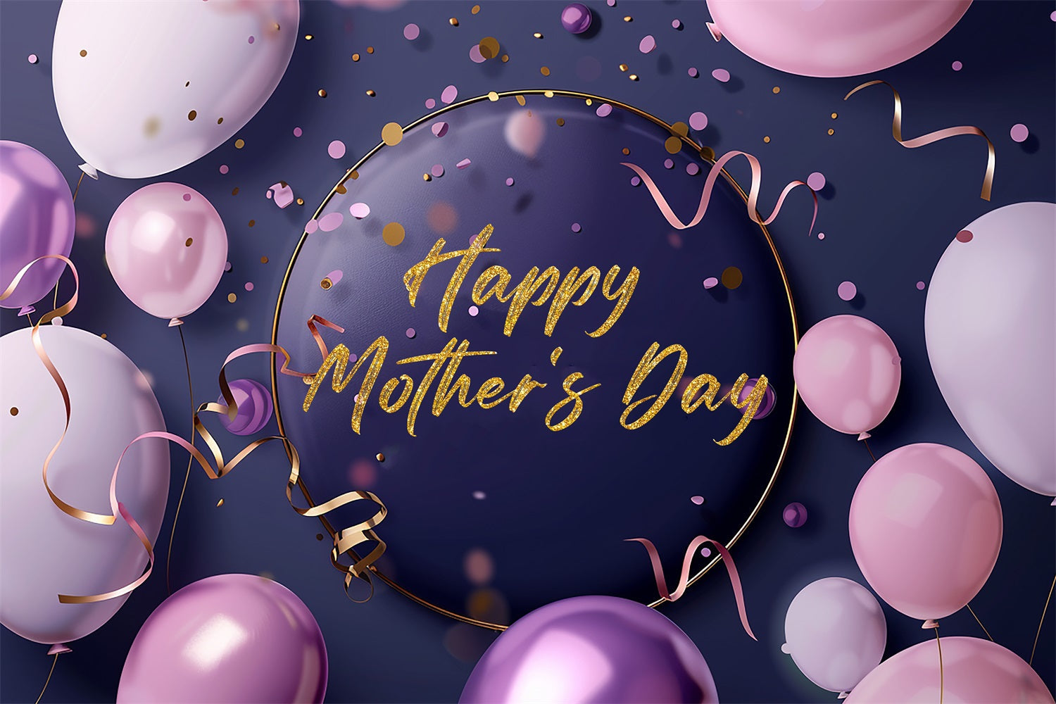 Mother's Day Backdrop Purple Party Balloons Custom Backdrop UK TWW4-8