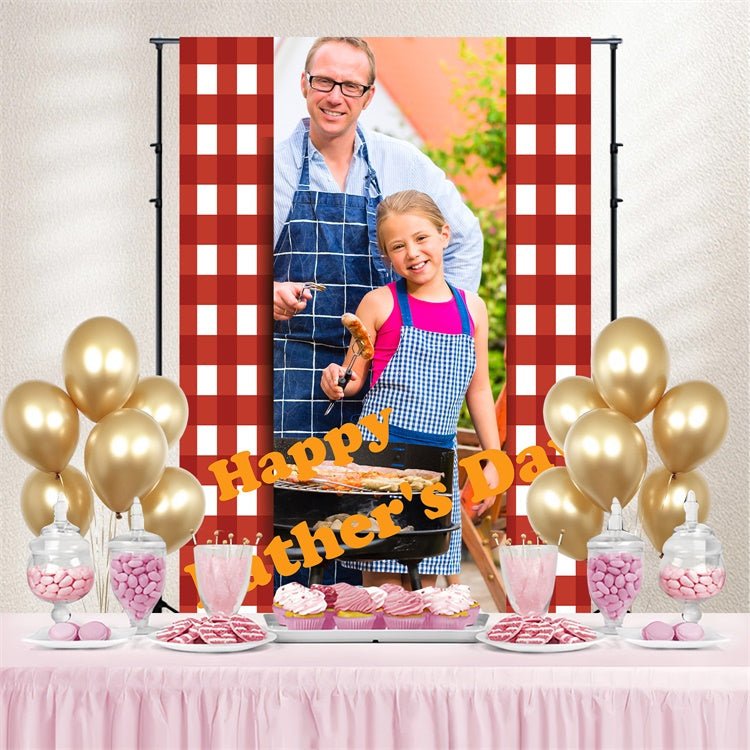 Backdrop Fathers Day Red Checkered Cookout Customized Backdrop UK TWW4-87