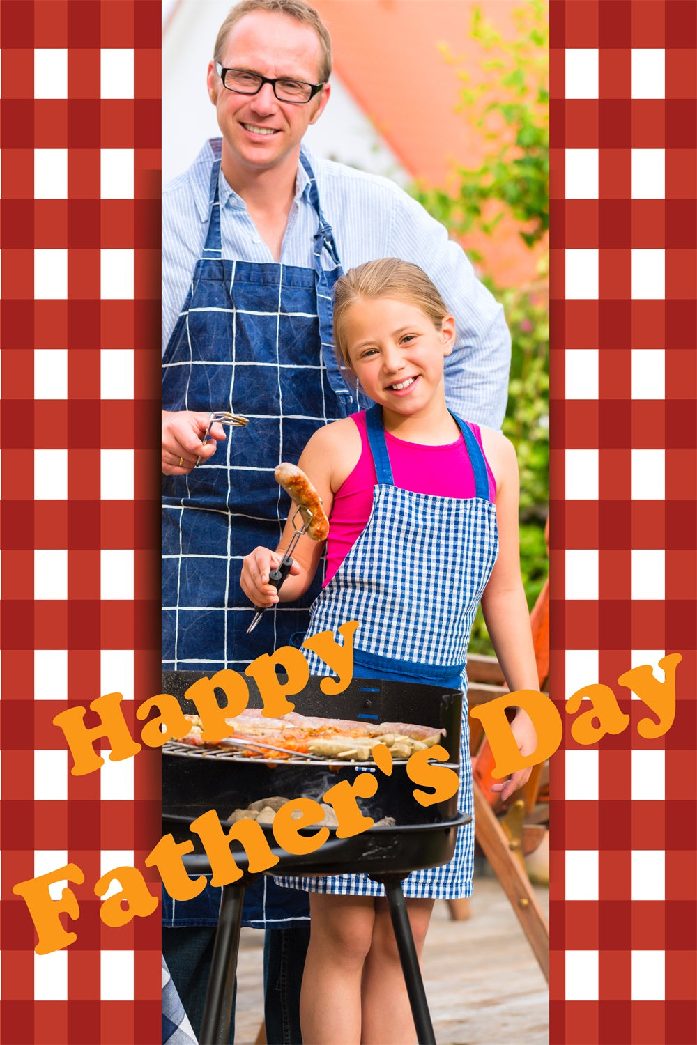 Backdrop Fathers Day Red Checkered Cookout Customized Backdrop UK TWW4-87