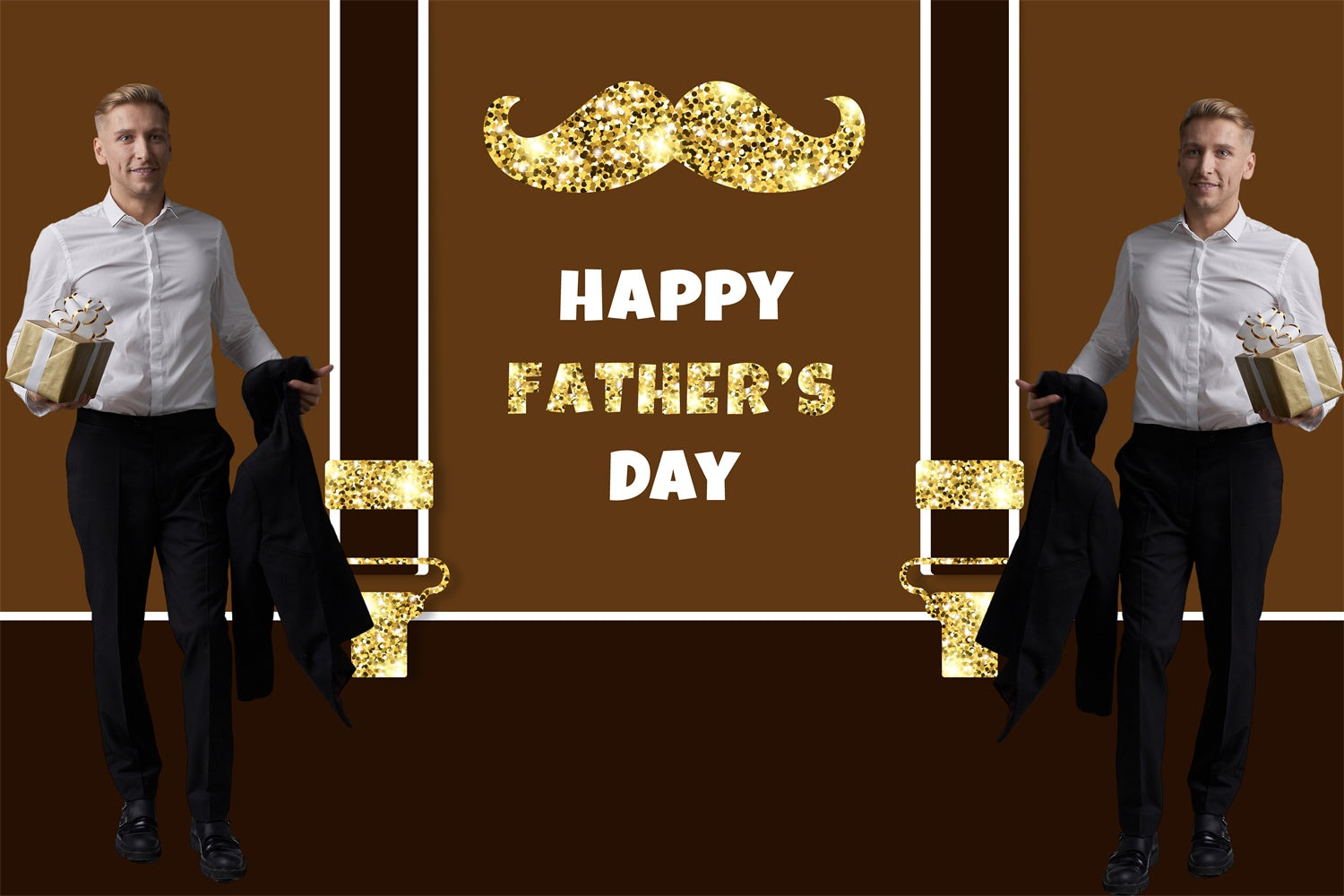 Fathers Day Backdrop Ideas Golden Sparkle Gentleman Custom Backdrop UK TWW4-88