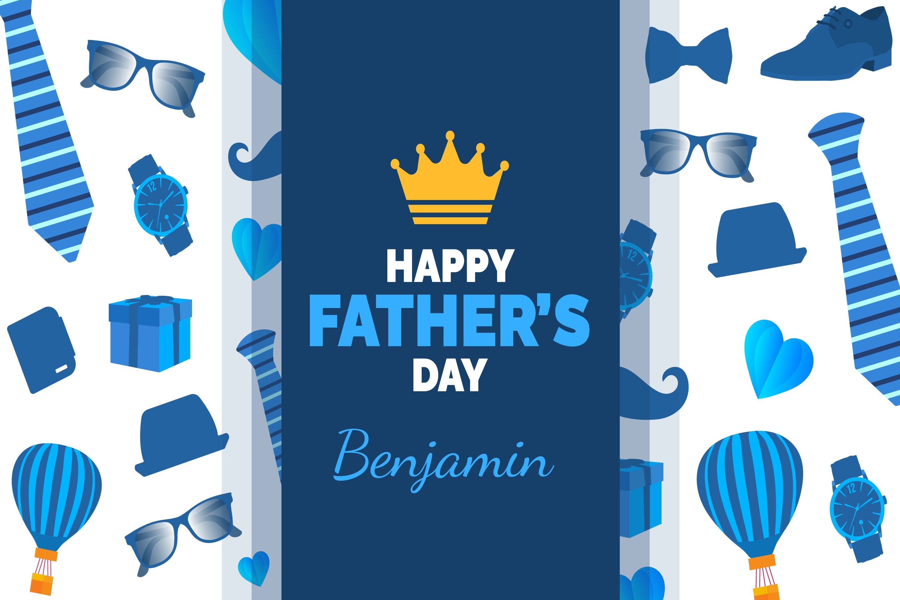 Fathers Day Backdrop Ideas Crown Blue Gift Icons Custom Backdrop UK TWW4-90
