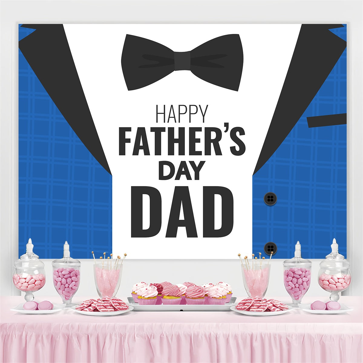 Father's Day Backdrop Blue Suit Tuxedo Personalized Backdrop UK TWW4-91