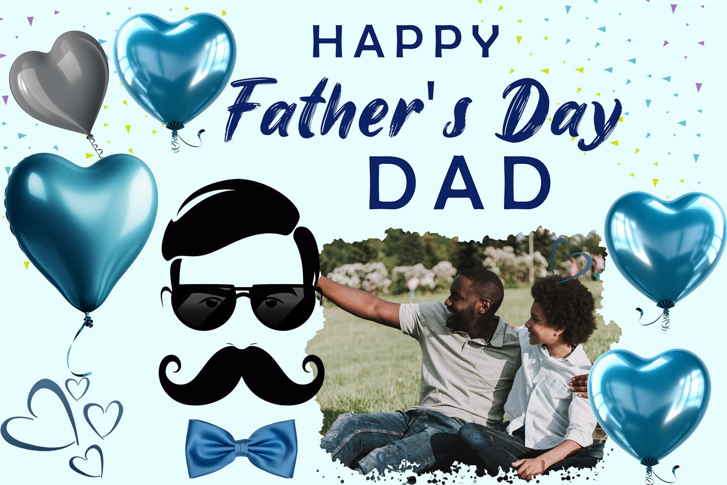 Backdrop Father's Day Heart Balloons Cartoon Custom Backdrop UK TWW4-93