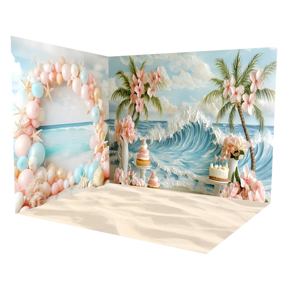 Newborn Photoshoot Backdrop Tropical Floral Beach Backdrop Room Set UK TWW5-18