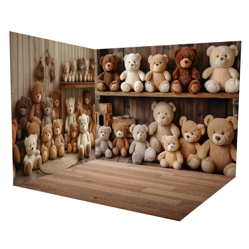 Newborn Backdrops Wooden Teddy Bear Backdrop Room Set UK TWW5-19