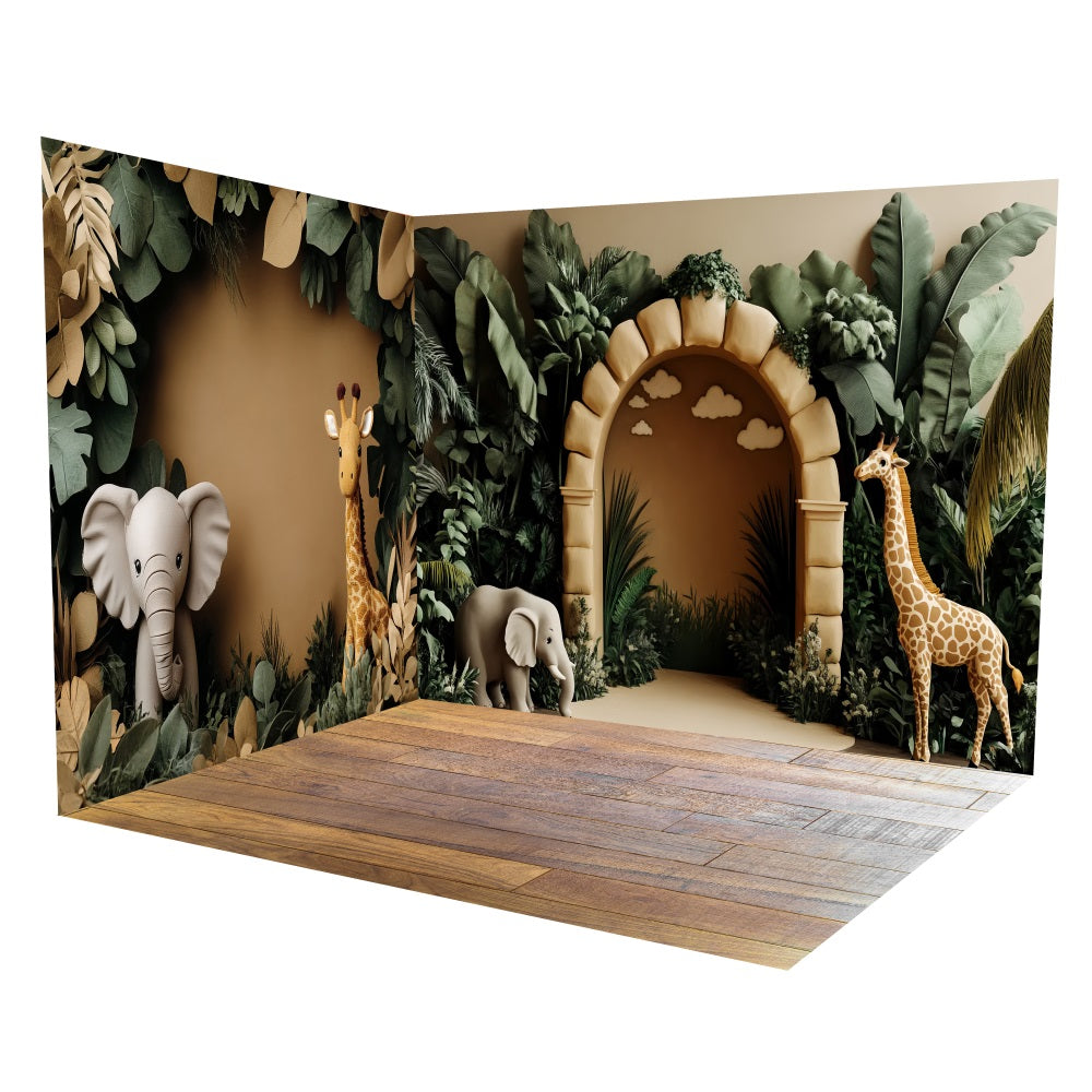 Newborn Photo Backdrop Safari Jungle Arch Backdrop Room Set UK TWW5-21