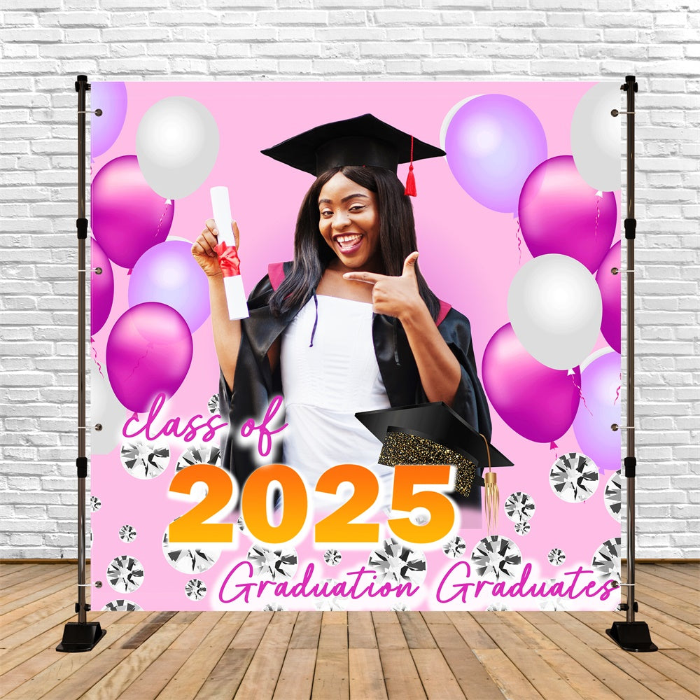 2025 Graduation Backdrop Pink Balloon Custom Party Graduation Backdrop UK TWW5-29