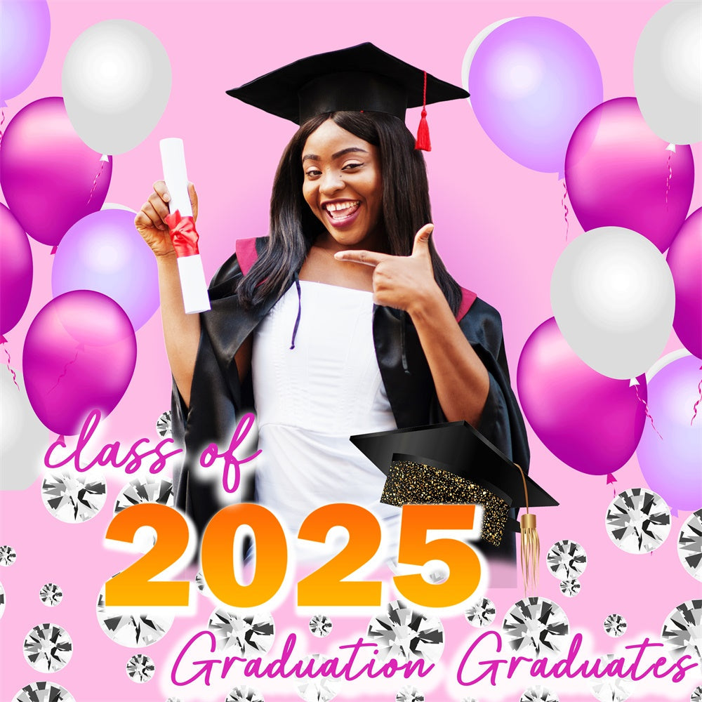 2025 Graduation Backdrop Pink Balloon Custom Party Graduation Backdrop UK TWW5-29