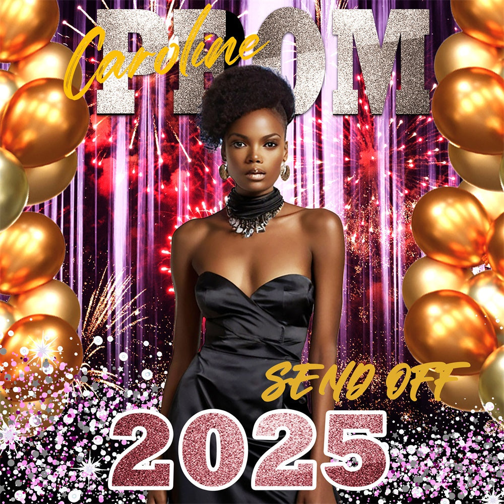 Prom 2025 Backdrop Balloon Firework Custom Party Graduation Backdrop UK TWW5-35