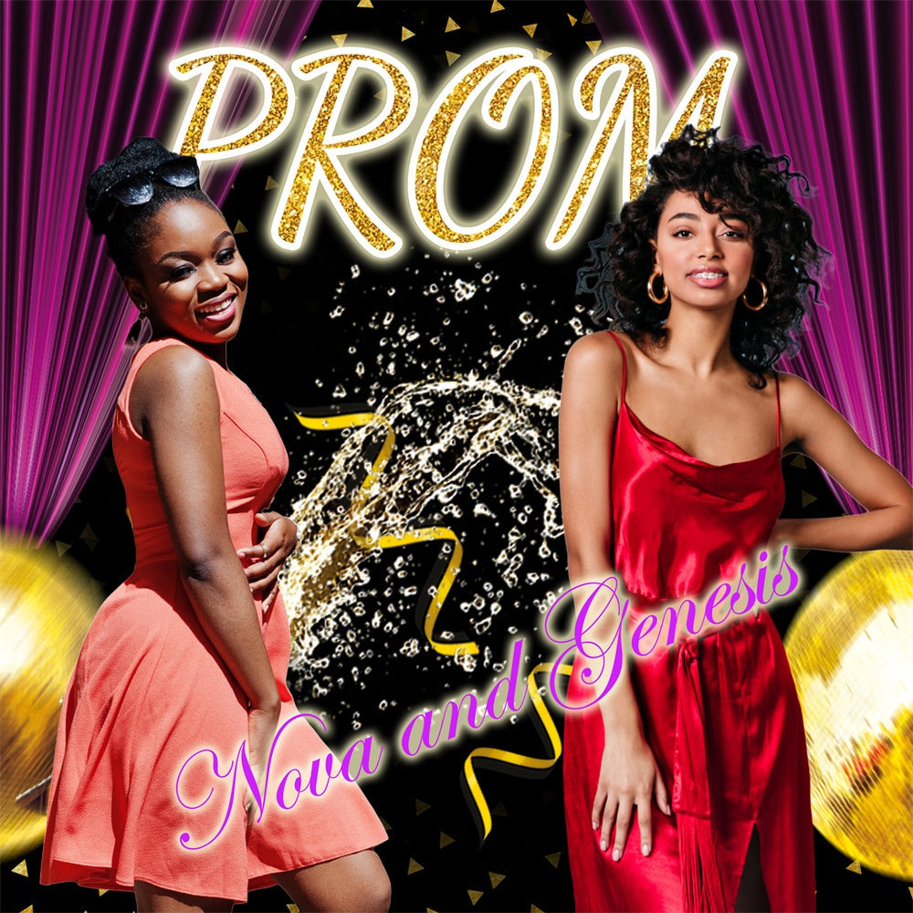 Prom Backdrop Purple Curtain Glitter Customized Party Graduation Backdrop UK TWW5-36