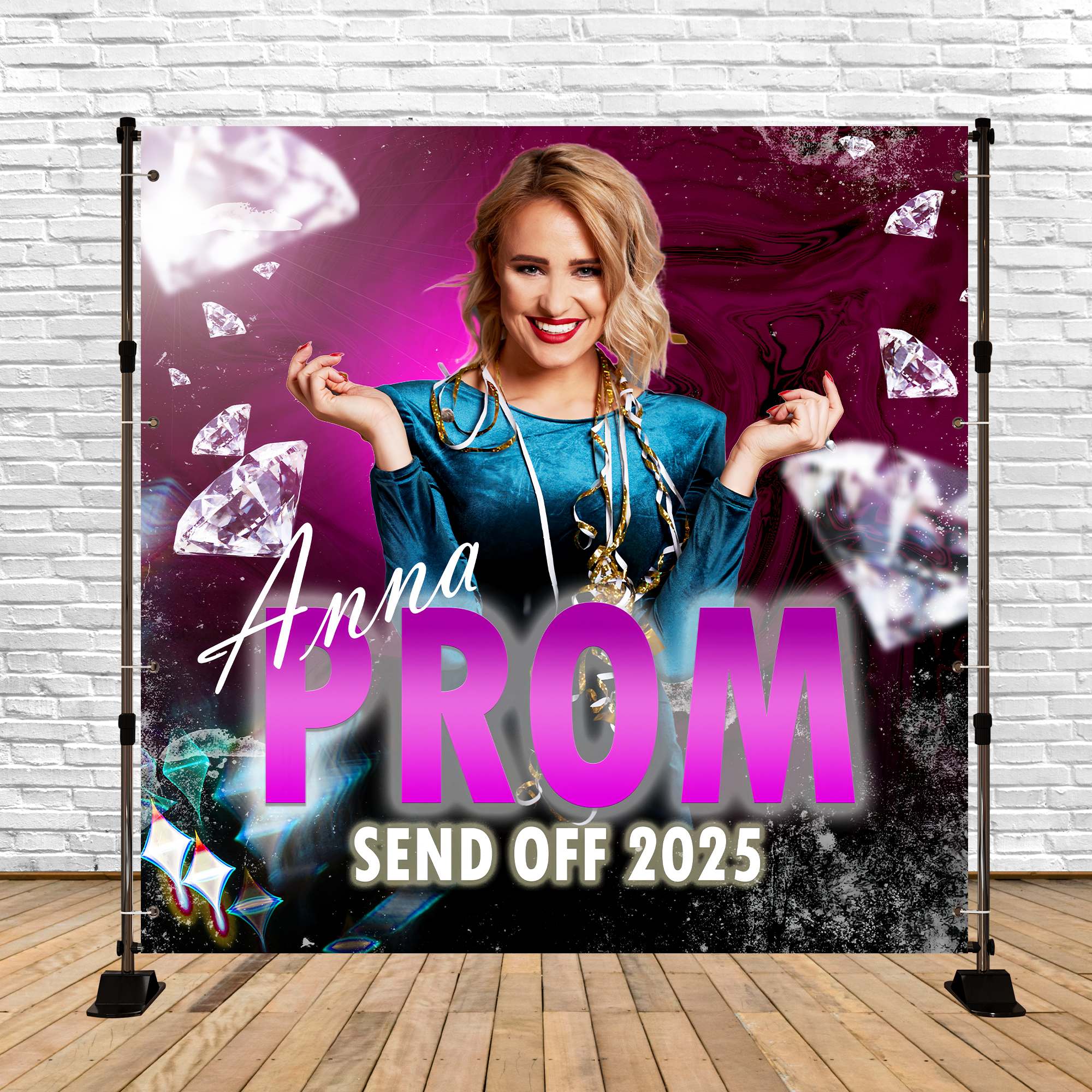 Prom Backdrops Radiant Diamonds Shine Customized Party Graduation Backdrop UK TWW5-40