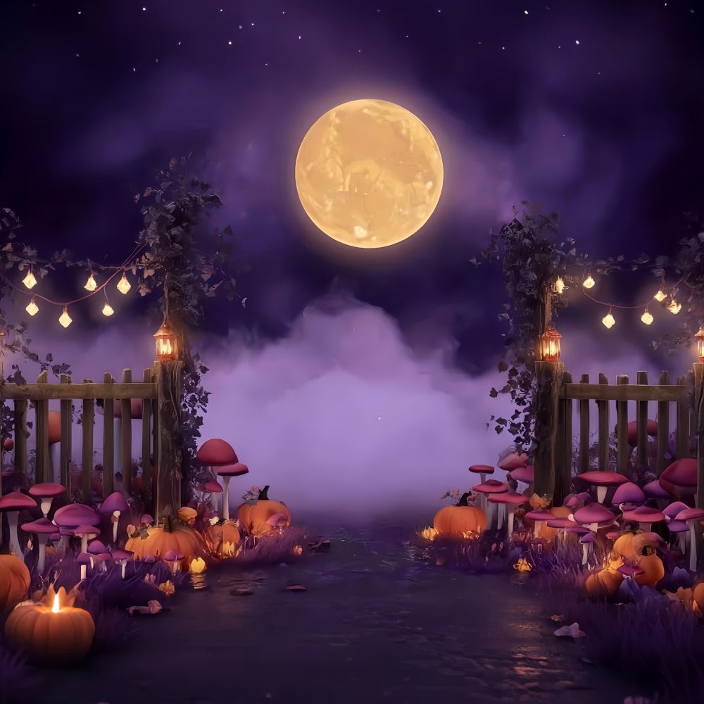 Halloween Moon Backdrop Moonlit Pumpkin Forest Path Halloween Backdrop UK TWW510-1