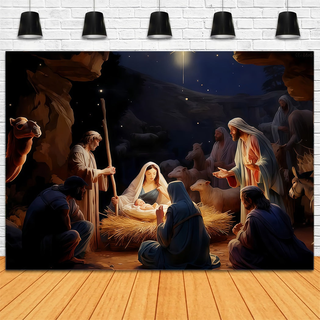 Nativity Backdrop Holy Family Nativity Night Christmas Photography Backdrops UK TWW510-102