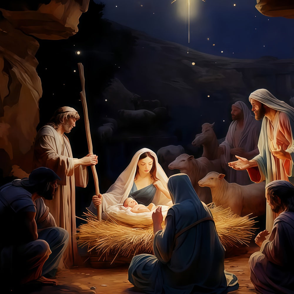 Nativity Backdrop Holy Family Nativity Night Christmas Photography Backdrops UK TWW510-102