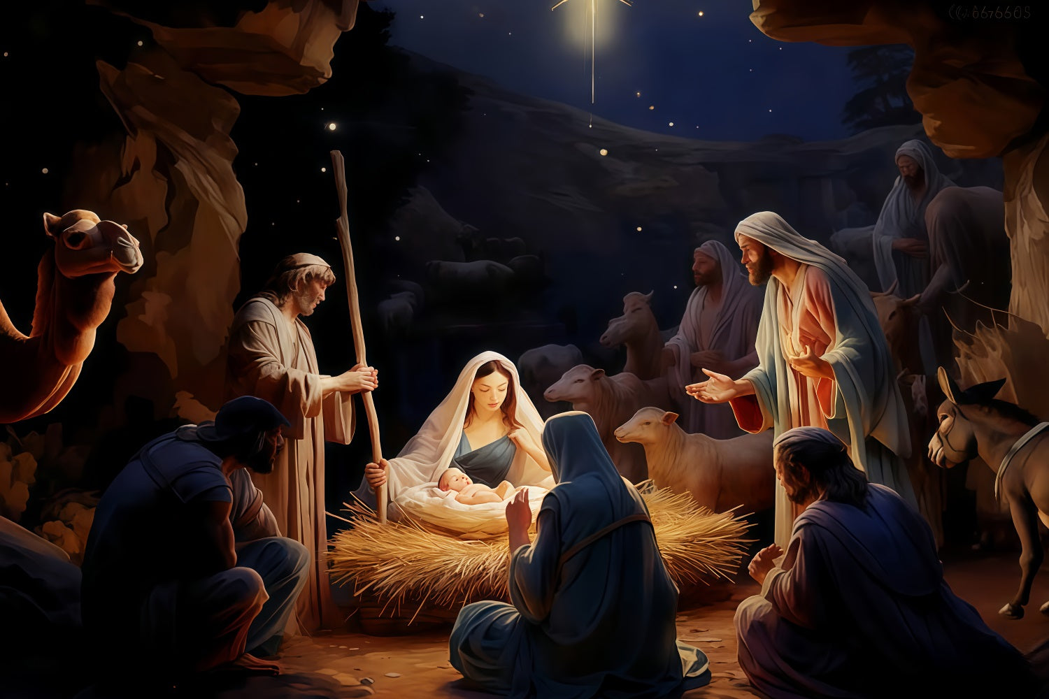 Nativity Backdrop Holy Family Nativity Night Christmas Photography Backdrops UK TWW510-102